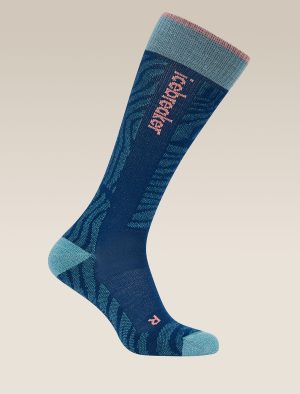 Women's Merino Ski+ Light Over The Calf Socks Mountain Contour