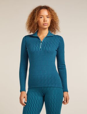 Women's Merino 260 Tech Vertex Long Sleeve Half Zip Thermal Top Snow Grid